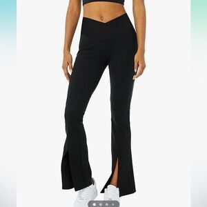 Women's Crossover High Waisted Bootcut Leggings Front Split Flare LegWorkoutPant